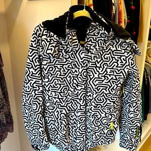 Sweaty Betty Ski Jacket, black, White, yellow trim, Size M